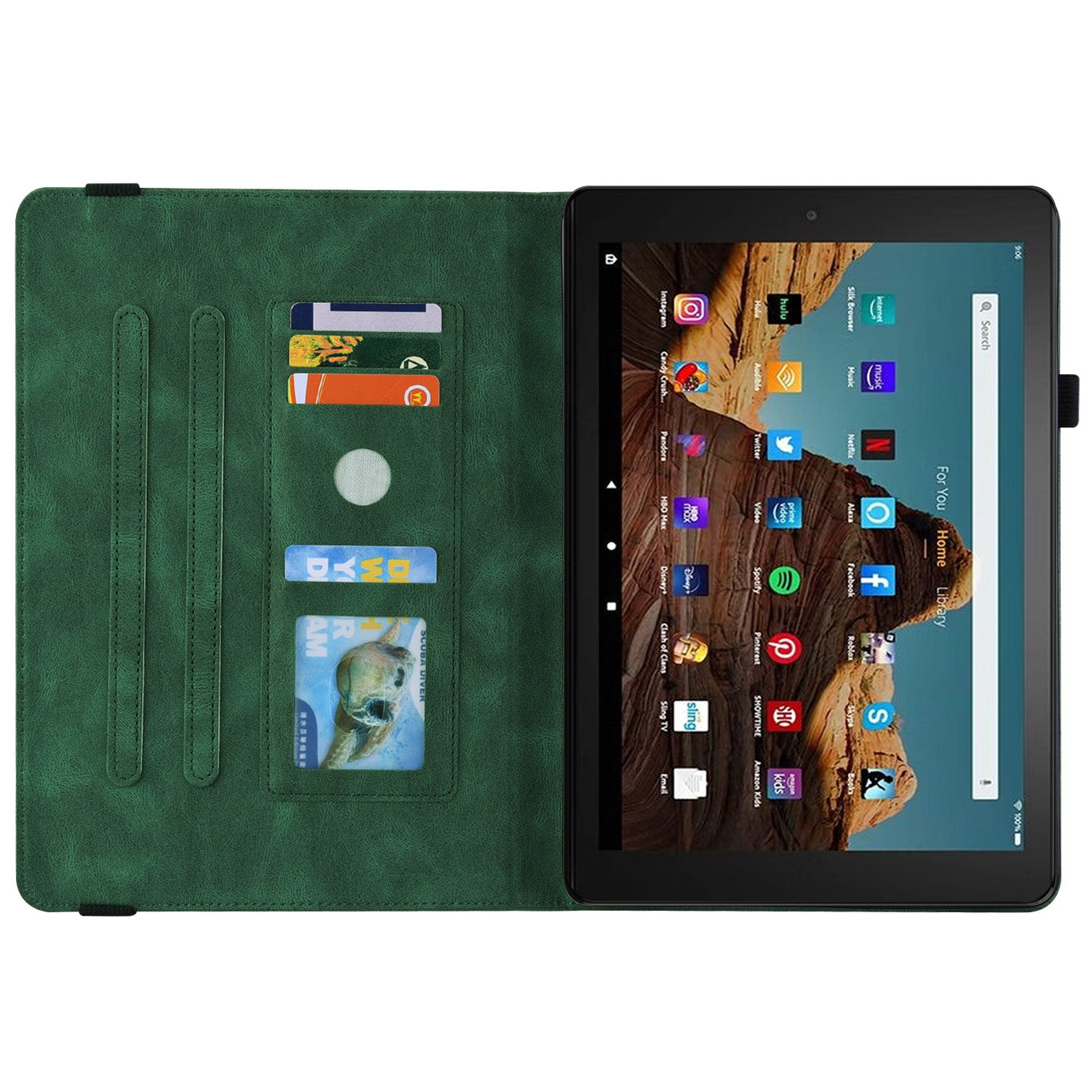 For Amazon Fire HD 10 (2023) Leather Case Card Holder Stand Tablet Cover For Amazon Fire HD 10 (2023) Leather Case Card Holder Stand Tablet Cover